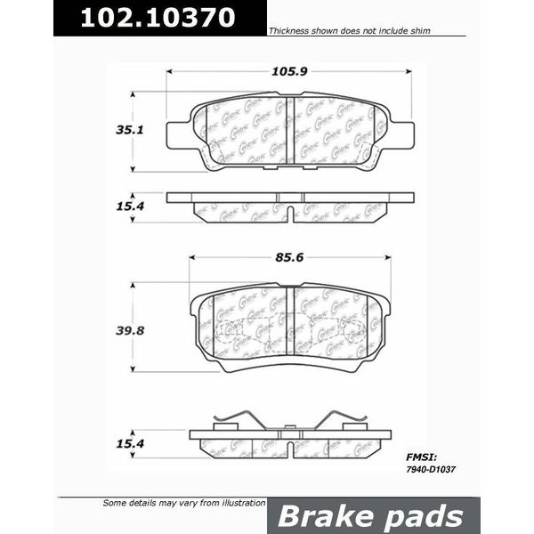 Centric Parts CTEK Brake Pads, 102.10370 102.10370